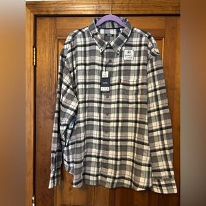 NWT Izod Men's Casual Plaid Button-Down Shirt - Black and White 2XLT
